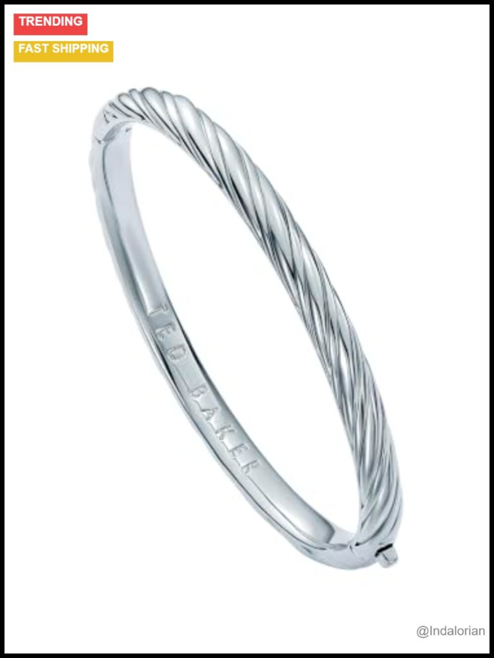 Metal Twist Hinged Bangle Bracelet Silver-Tone Plated Brass